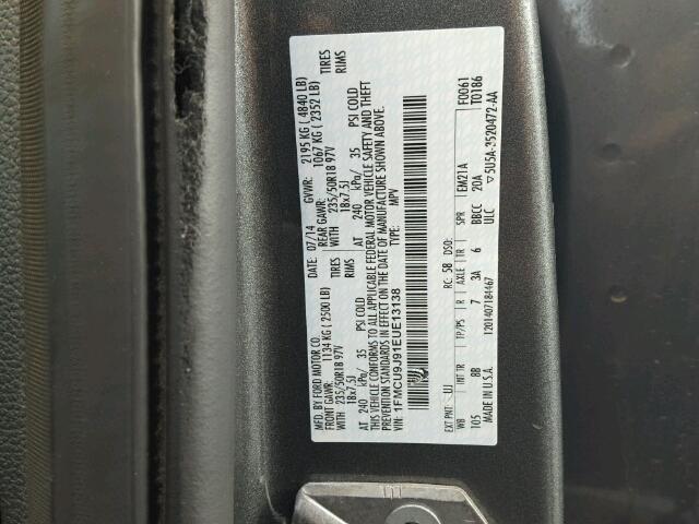 1FMCU9J91EUE13138 - 2014 FORD ESCAPE GRAY photo 10