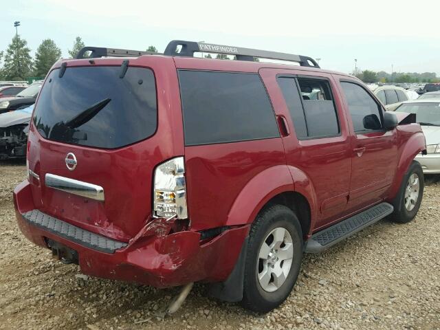 5N1AR18U47C647237 - 2007 NISSAN PATHFINDER BURGUNDY photo 4