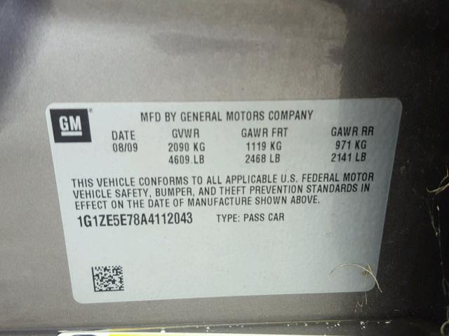 1G1ZE5E78A4112043 - 2010 CHEVROLET MALIBU LTZ 米色 照片 10