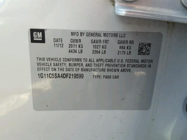 1G11C5SA4DF219599 - 2013 CHEVROLET MALIBU 1LT SILVER photo 10