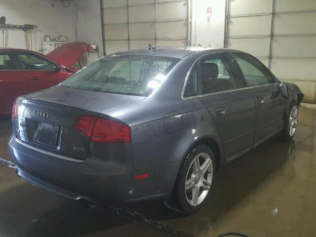 WAUAF78E78A058668 - 2008 AUDI A4 2.0T GRAY photo 4