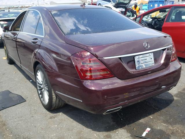 WDDNG7BB9AA328494 - 2010 MERCEDES-BENZ S 550 BURGUNDY photo 3