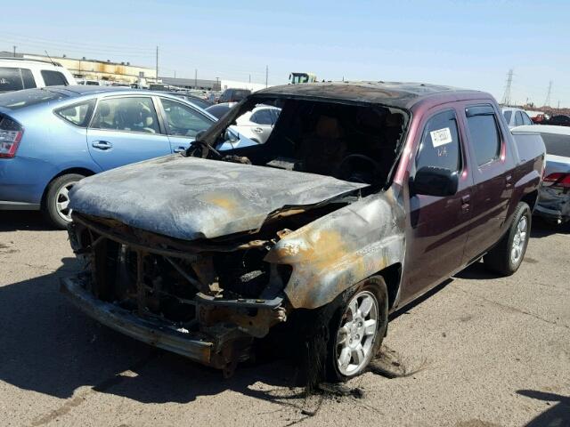 2HJYK16308H526345 - 2008 HONDA RIDGELINE BURGUNDY photo 2