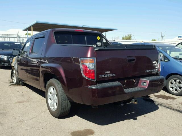 2HJYK16308H526345 - 2008 HONDA RIDGELINE BURGUNDY photo 3