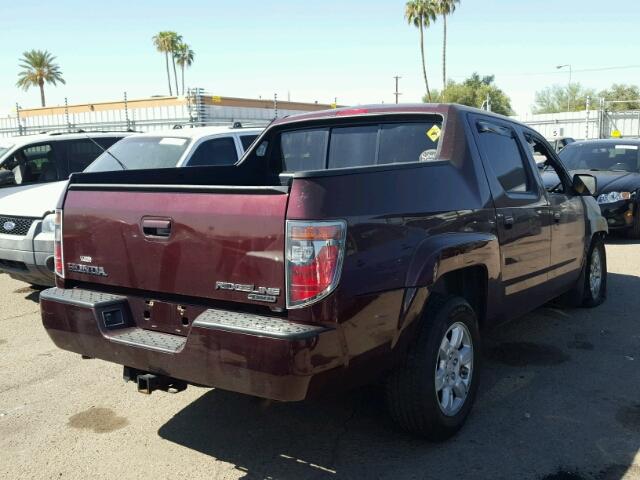 2HJYK16308H526345 - 2008 HONDA RIDGELINE BURGUNDY photo 4