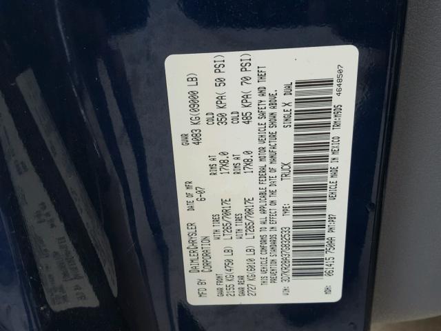 3D7KR28A37G832533 - 2007 DODGE RAM 2500 S BLUE photo 10