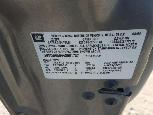 3G5DB03E44S581737 - 2004 BUICK RENDEZVOUS GREEN photo 10