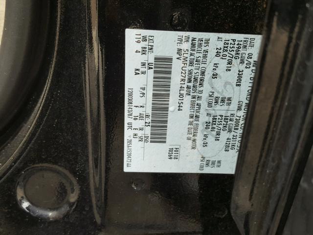 5LMFU27R14LJ01544 - 2004 LINCOLN NAVIGATOR შავი ფოტო 10