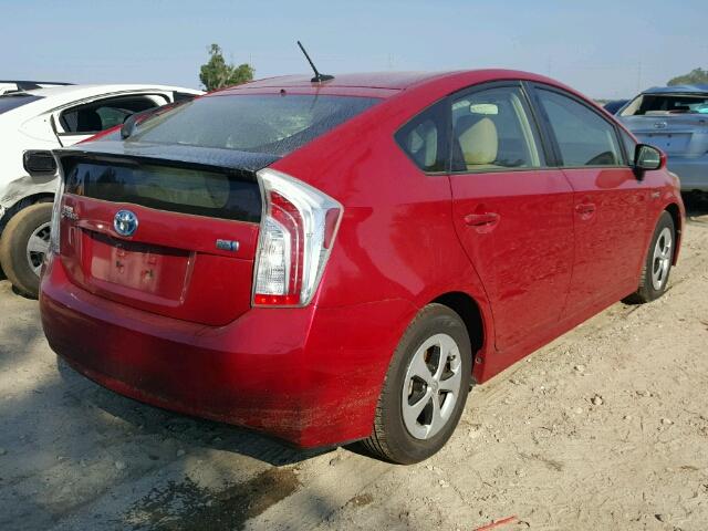 JTDKN3DU3E0361643 - 2014 TOYOTA PRIUS 红色 照片 4