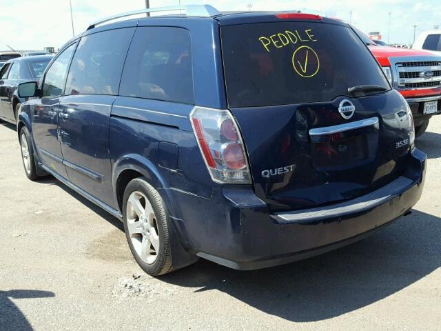 5N1BV28U97N142904 - 2007 NISSAN QUEST S BLUE photo 3