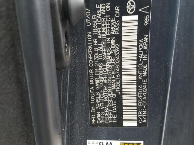 JTKDE167480243392 - 2008 TOYOTA SCION TC 石墨色 照片 10