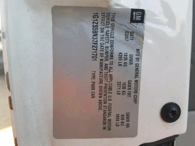 1G1ZS58N37F271701 - 2007 CHEVROLET MALIBU LS WHITE photo 10