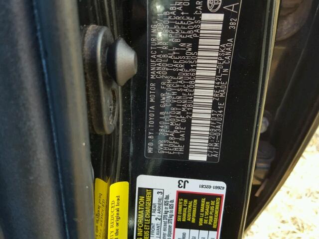 2T1BU4EE0BC681505 - 2011 TOYOTA COROLLA BLACK photo 10