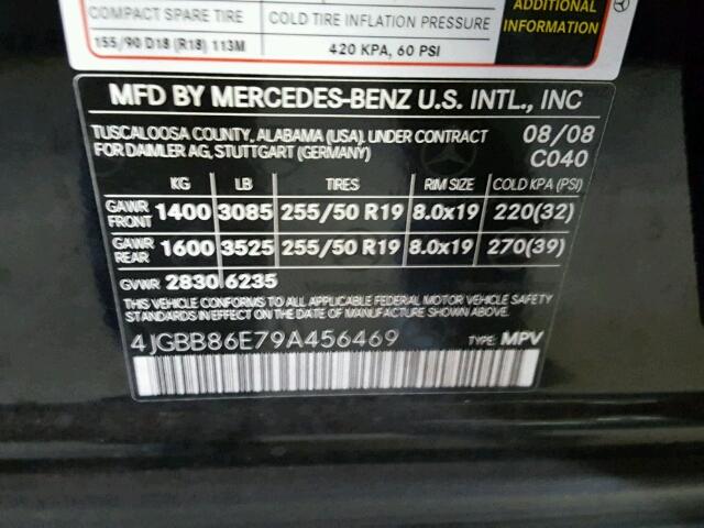 4JGBB86E79A456469 - 2009 MERCEDES-BENZ ML 350 BLACK photo 10