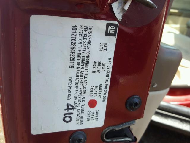 1G1ZT62864F229119 - 2004 CHEVROLET MALIBU MAX წითელი ფოტო 10