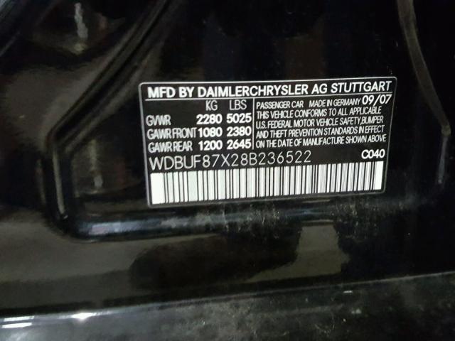 WDBUF87X28B236522 - 2008 MERCEDES-BENZ E 350 4MAT BLACK photo 10