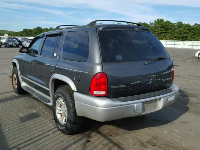 1B8HS58N92F132339 - 2002 DODGE DURANGO SL GRAY photo 3