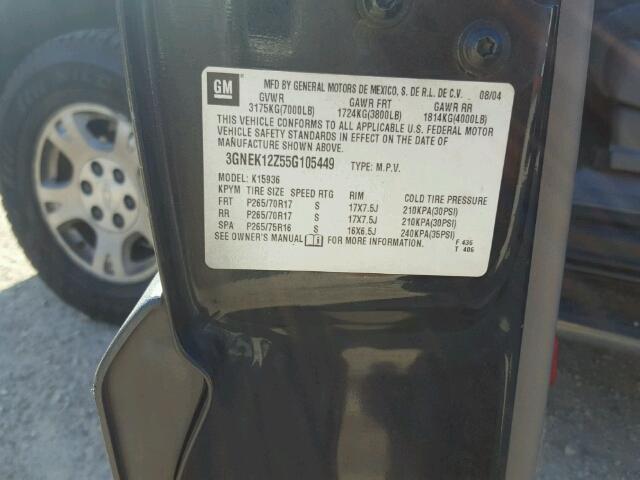 3GNEK12Z55G105449 - 2005 CHEVROLET AVALANCHE BLUE photo 10