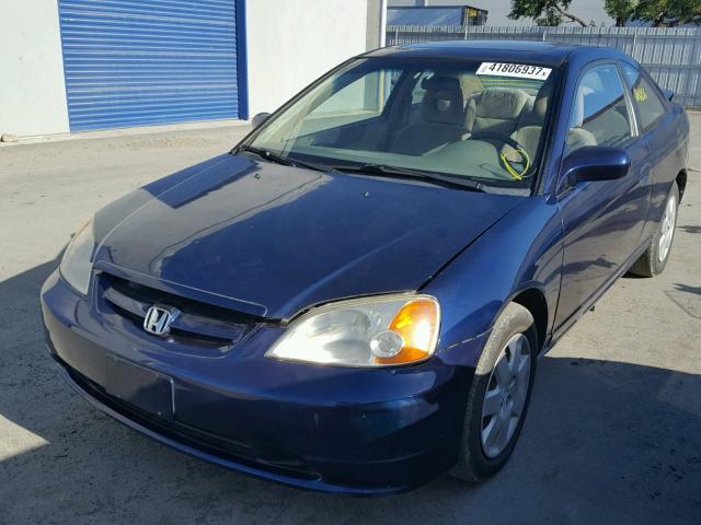 1HGEM22911L060694 - 2001 HONDA CIVIC SI BLUE photo 2