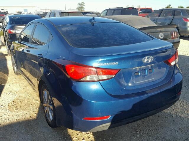 KMHDH4AE2EU184414 - 2014 HYUNDAI ELANTRA SE BLUE photo 3