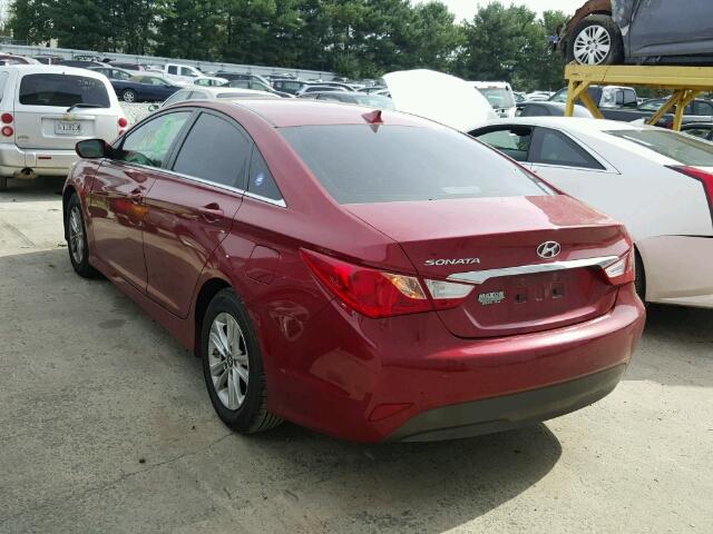 5NPEB4ACXEH896057 - 2014 HYUNDAI SONATA GLS RED photo 3