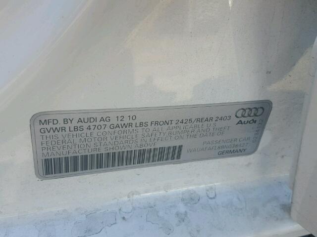 WAUAFAFL8BN038427 - 2011 AUDI A4 PREMIUM WHITE photo 10