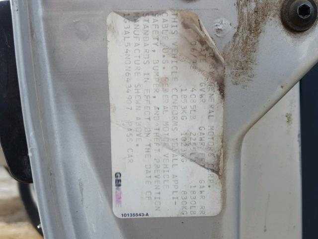 1G3AL54N0N6434907 - 1992 OLDSMOBILE CUTLASS CI GRAY photo 10