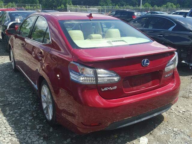 JTHBB1BA2A2014677 - 2010 LEXUS HS 250H RED photo 3