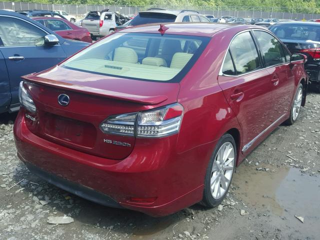 JTHBB1BA2A2014677 - 2010 LEXUS HS 250H RED photo 4