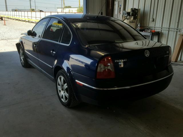 WVWTH63B21E157829 - 2001 VOLKSWAGEN PASSAT GLX BLUE photo 3