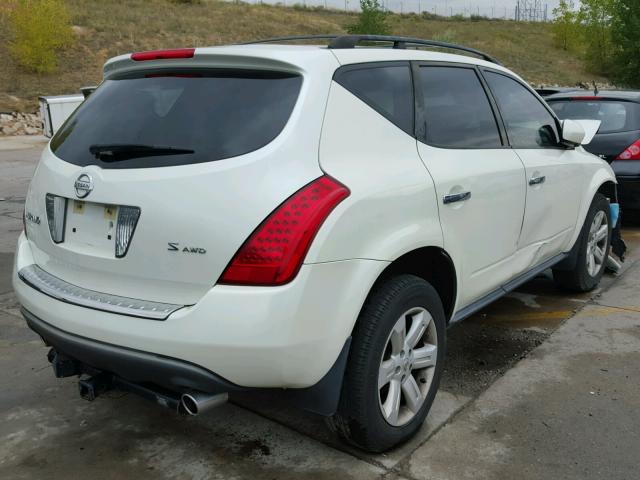 JN8AZ08W07W659601 - 2007 NISSAN MURANO SL WHITE photo 4