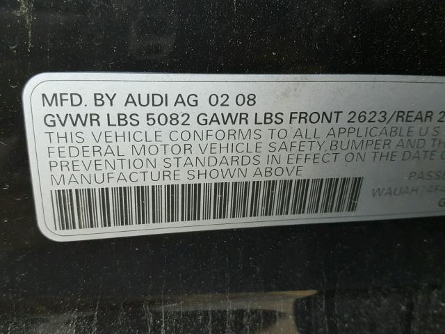 WAUAH74F48N119329 - 2008 AUDI A6 3.2 黑色 照片 10