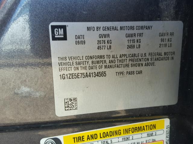 1G1ZE5E75A4134565 - 2010 CHEVROLET MALIBU LTZ 灰色 照片 10