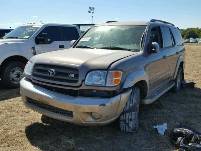 5TDZT34A62S133008 - 2002 TOYOTA SEQUOIA BEIGE photo 2