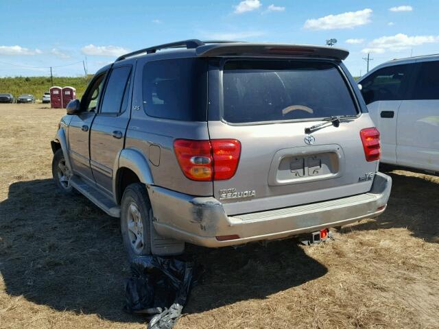 5TDZT34A62S133008 - 2002 TOYOTA SEQUOIA BEIGE photo 3