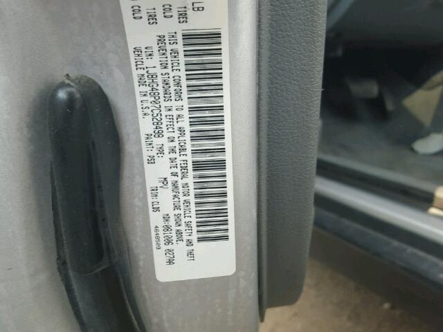 1J8HG48P07C528498 - 2007 JEEP COMMANDER 银色 照片 10