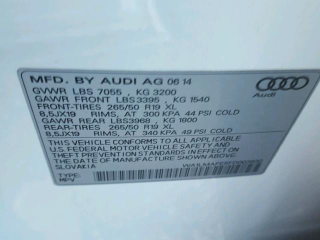 WA1LMAFE5FD003630 - 2015 AUDI Q7 TDI WHITE photo 10