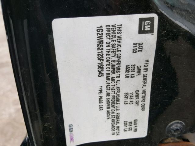 1G2WR52123F166545 - 2003 PONTIAC GRAND PRIX BLACK photo 10