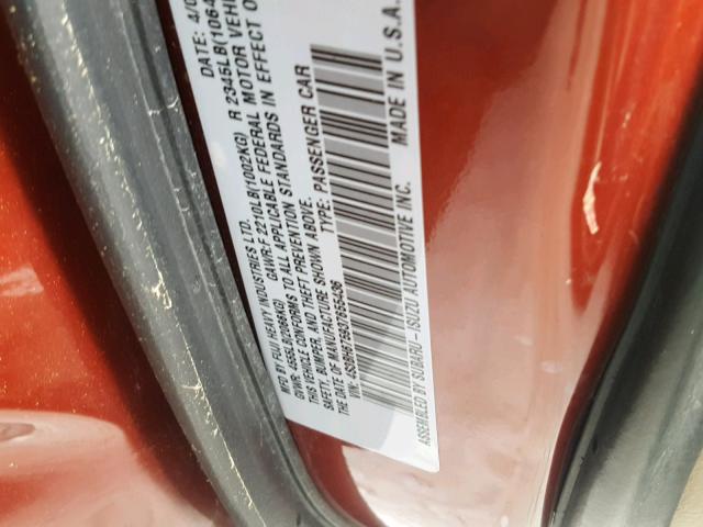 4S3BH675937655436 - 2003 SUBARU LEGACY OUT RED photo 10