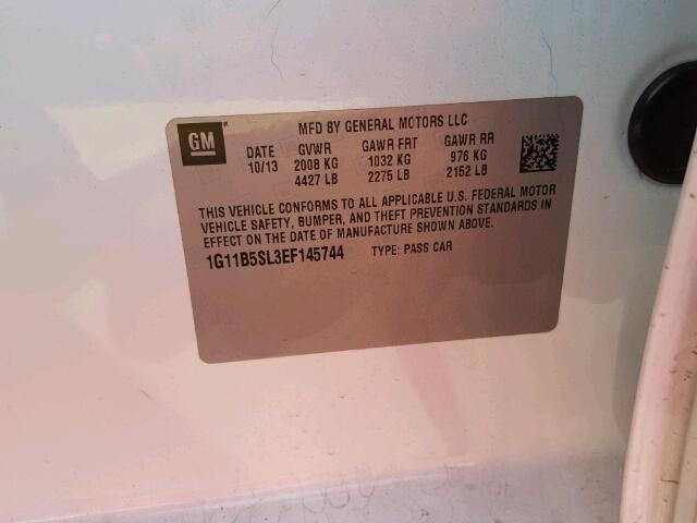 1G11B5SL3EF145744 - 2014 CHEVROLET MALIBU LS WHITE photo 10