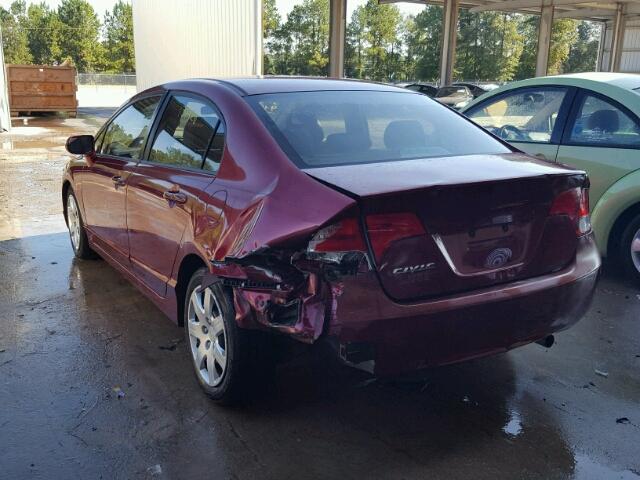 1HGFA16567L112375 - 2007 HONDA CIVIC BURGUNDY photo 3