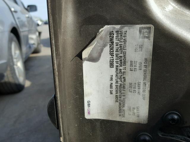 1G2WP52K33F172983 - 2003 PONTIAC GRAND PRIX BROWN photo 10