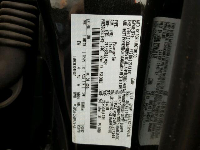 1FADP3K24EL237244 - 2014 FORD FOCUS BLACK photo 10