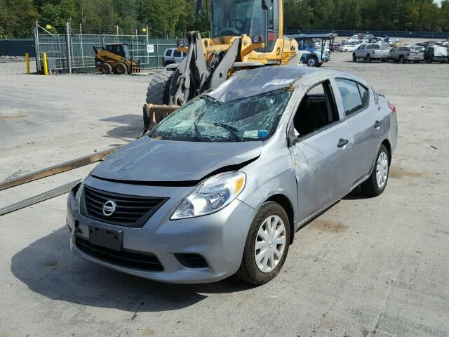 3N1CN7AP7EL840275 - 2014 NISSAN VERSA S GRAY photo 2