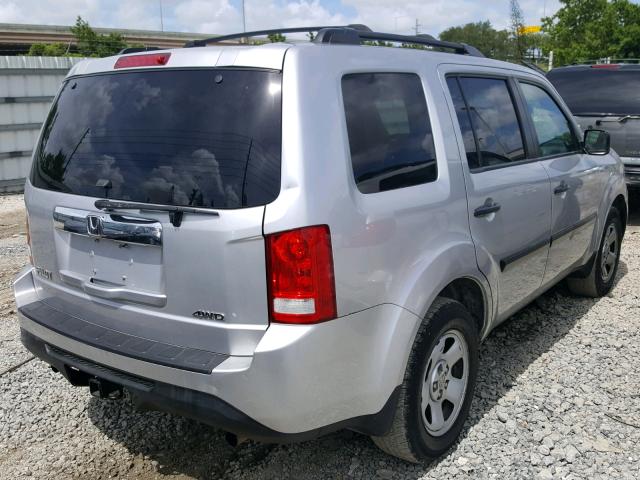 5FNYF4H26CB005806 - 2012 HONDA PILOT LX SILVER photo 4