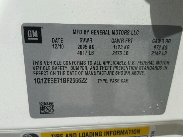 1G1ZE5E71BF256622 - 2011 CHEVROLET MALIBU LTZ 白色 照片 10