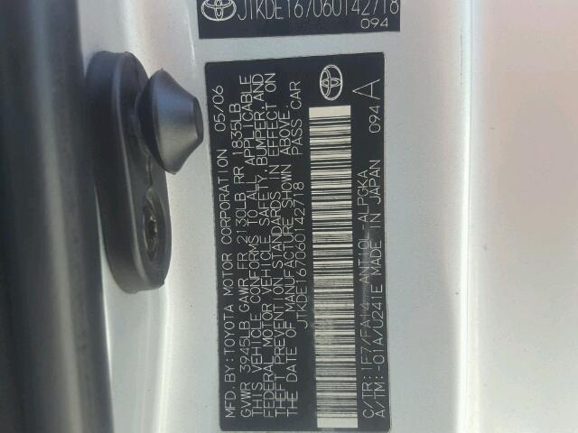 JTKDE167060142718 - 2006 TOYOTA SCION TC 银色 照片 10