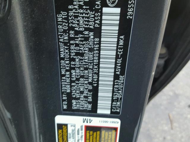 4T4BF3EK1BR091618 - 2011 TOYOTA CAMRY BASE GRAY photo 10