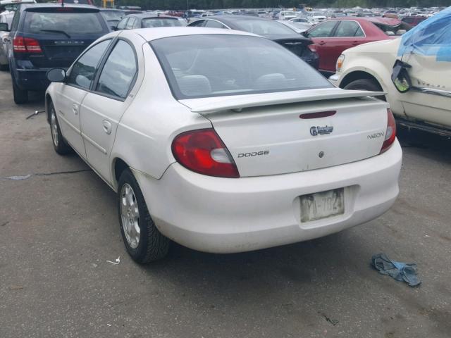 1B3ES46C81D112307 - 2001 DODGE NEON SE WHITE photo 3