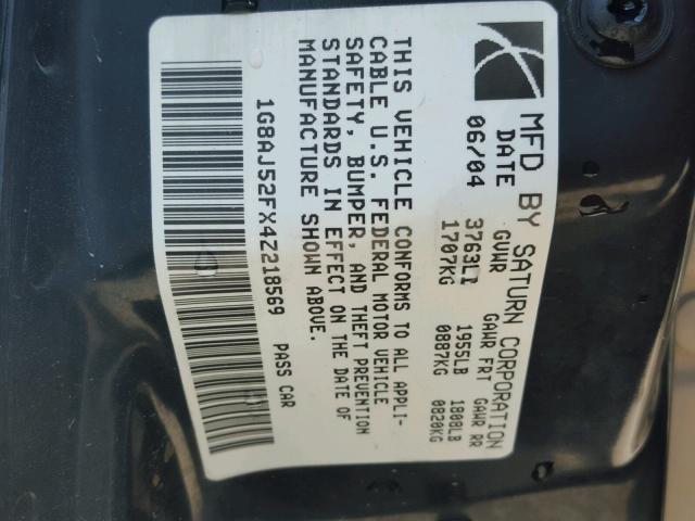 1G8AJ52FX4Z218569 - 2004 SATURN ION LEVEL GOLD photo 10